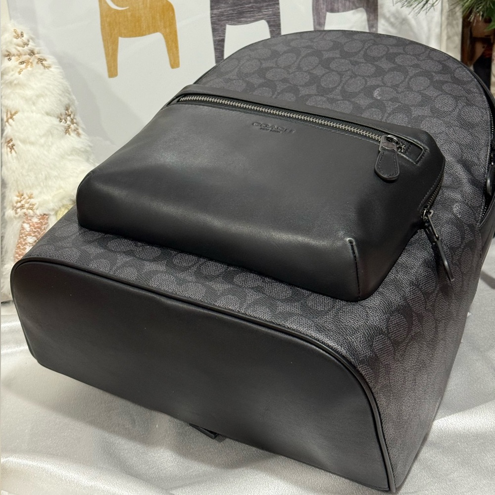NWT Coach West Backpack In Signature Canvas Cv925 Gunmetal /charcoal /black - Picture 7 of 12